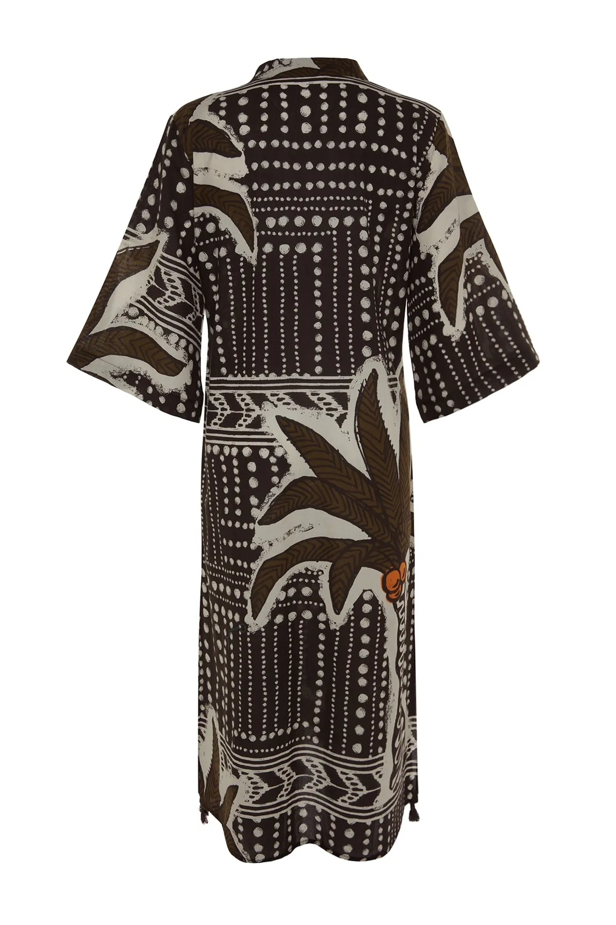 Trendyol Collection  Maxi-Kimono und Kaftan aus 100 % Baumwolle mit tropischem Muster, gewebt mit Quasten, TBESS20KM0024