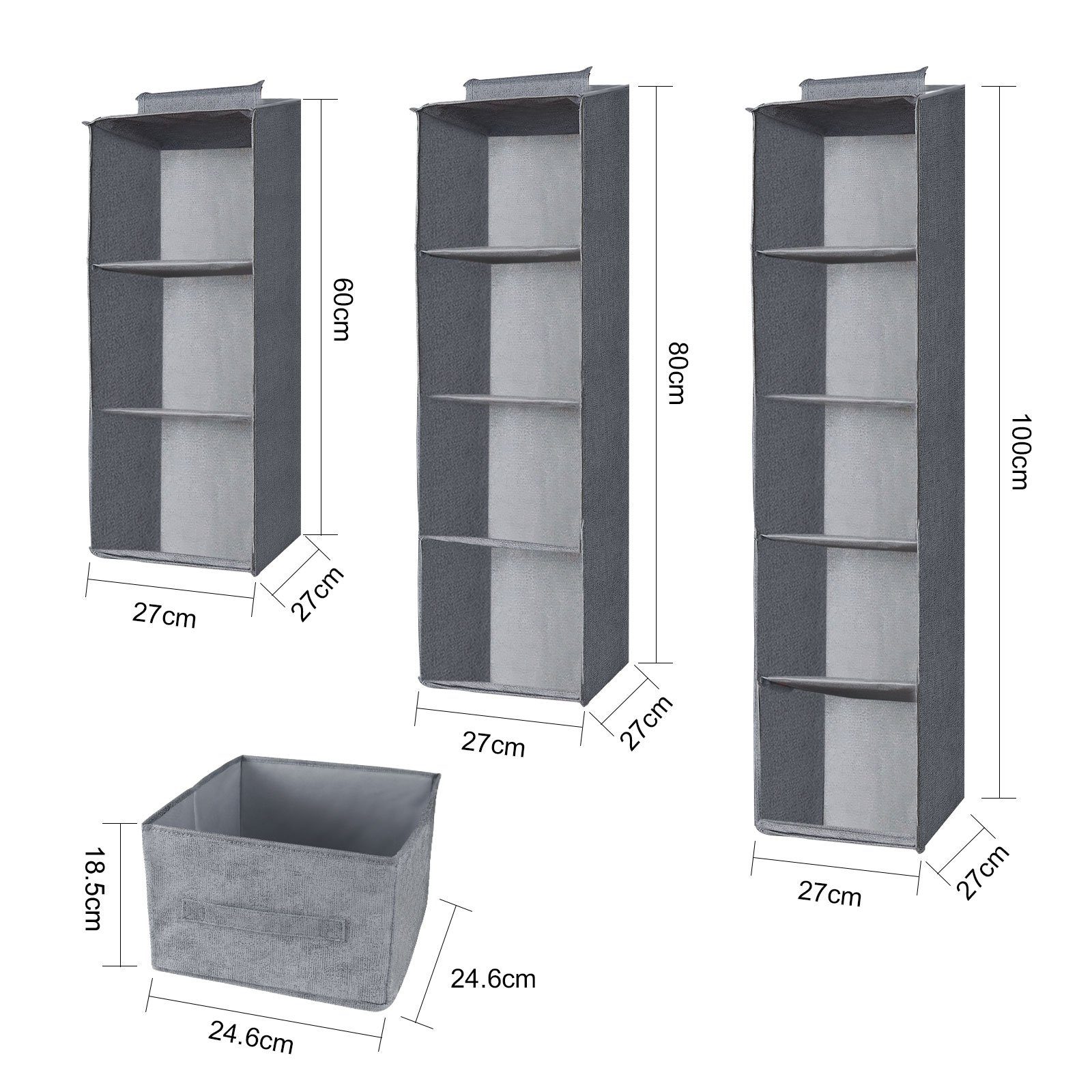 BTTO Hängeregal Hängeregal Stabiler Hängeorganizer Kleiderschrank Organizer,Grau, 1-tlg., Hängeorganizer,mit 3/4/5 Fächern,für Schrank Wandschrank