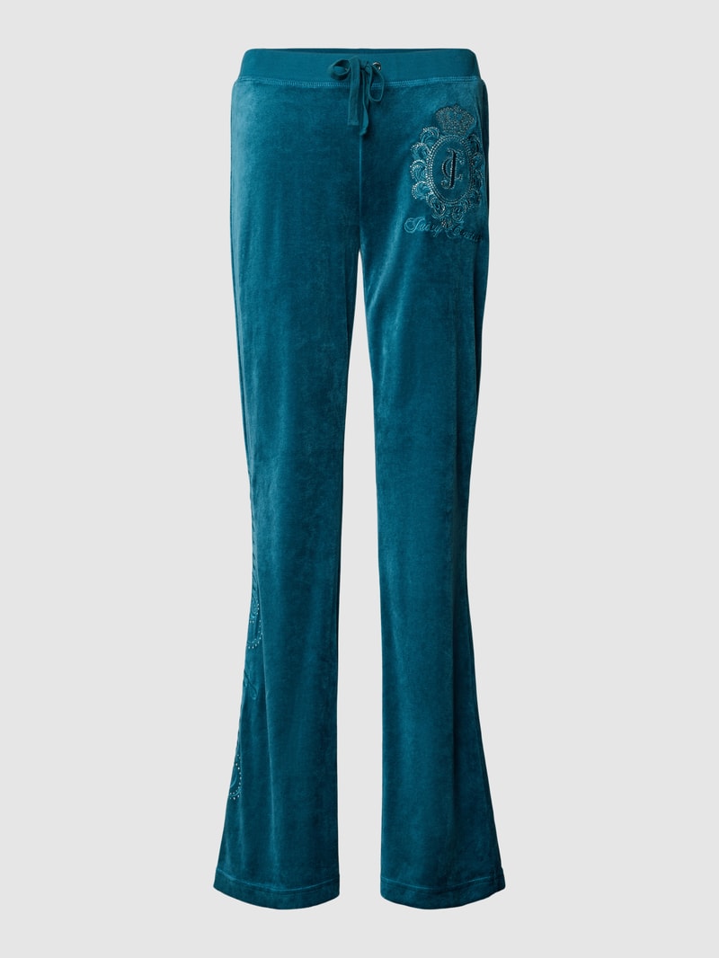 Sweatpants mit Strasssteinbesatz Modell 'HERITAGE CREST' in petrol