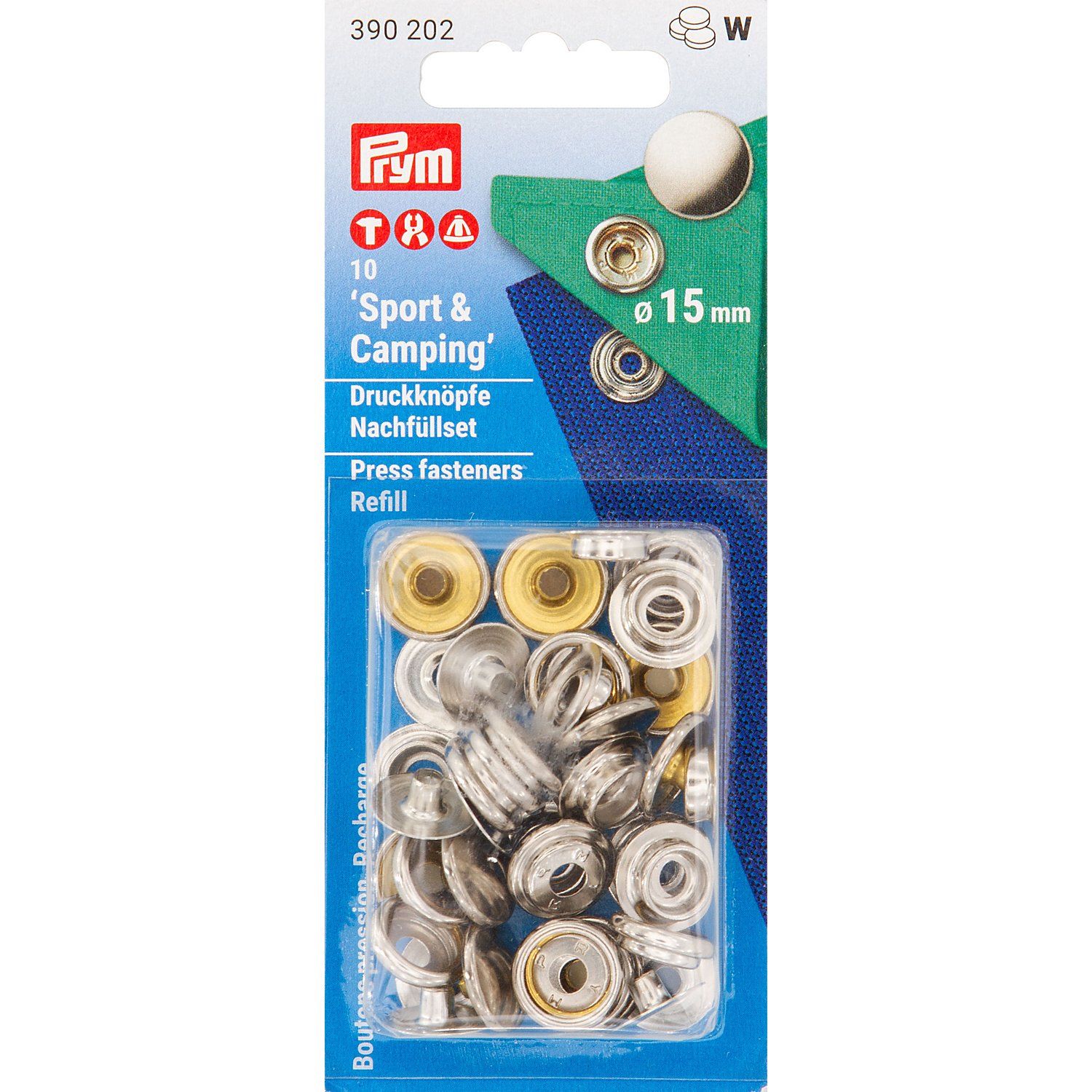 Prym Nachfüllpackung Nähfrei-Druckknöpfe, Größe: 15 mm Ø, Inhalt: 10 Stück