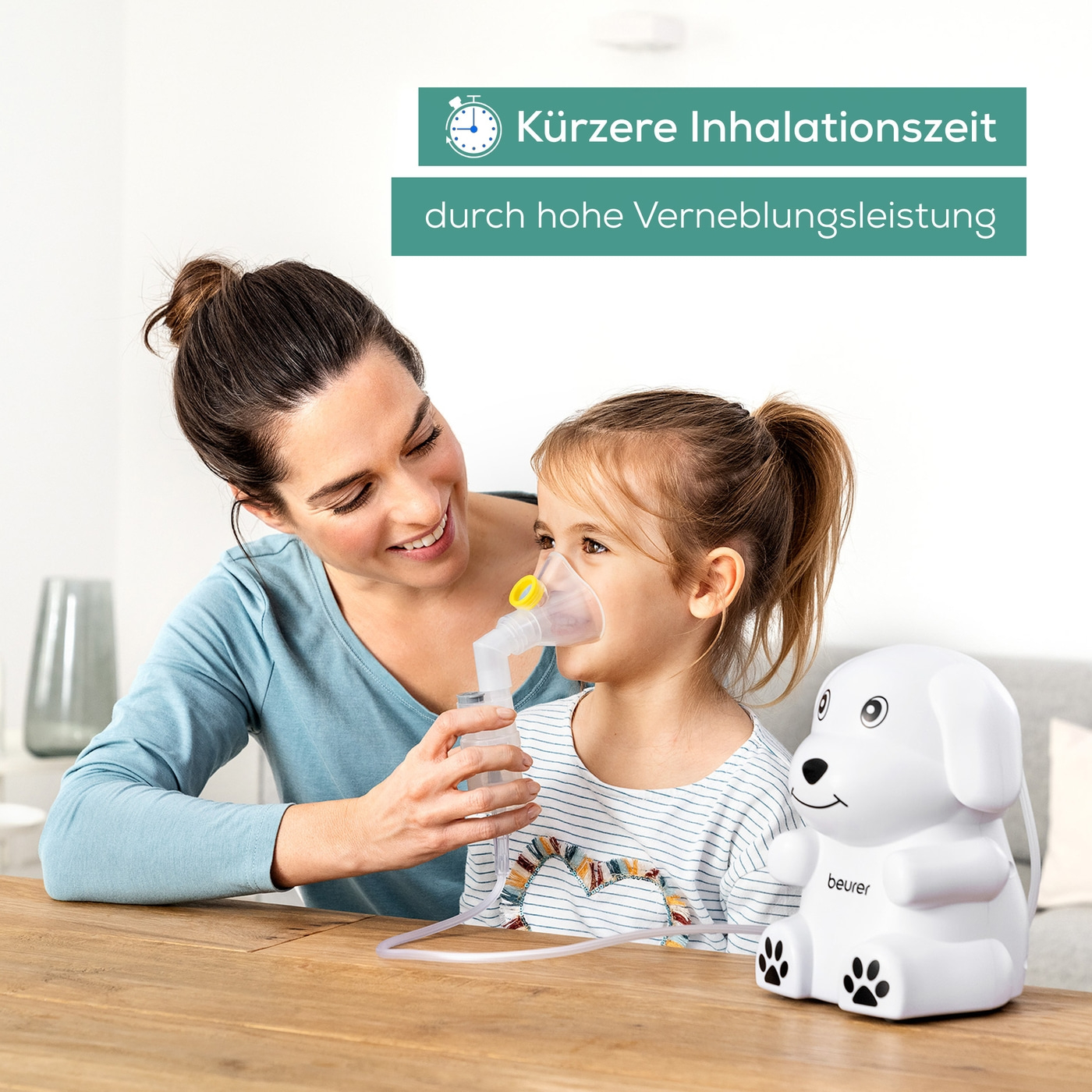 Beurer Inhalator IH 24 Kids-Kinder Inhalator in süßem Hundedesign mit Kompressor-Drucklufttechnologie