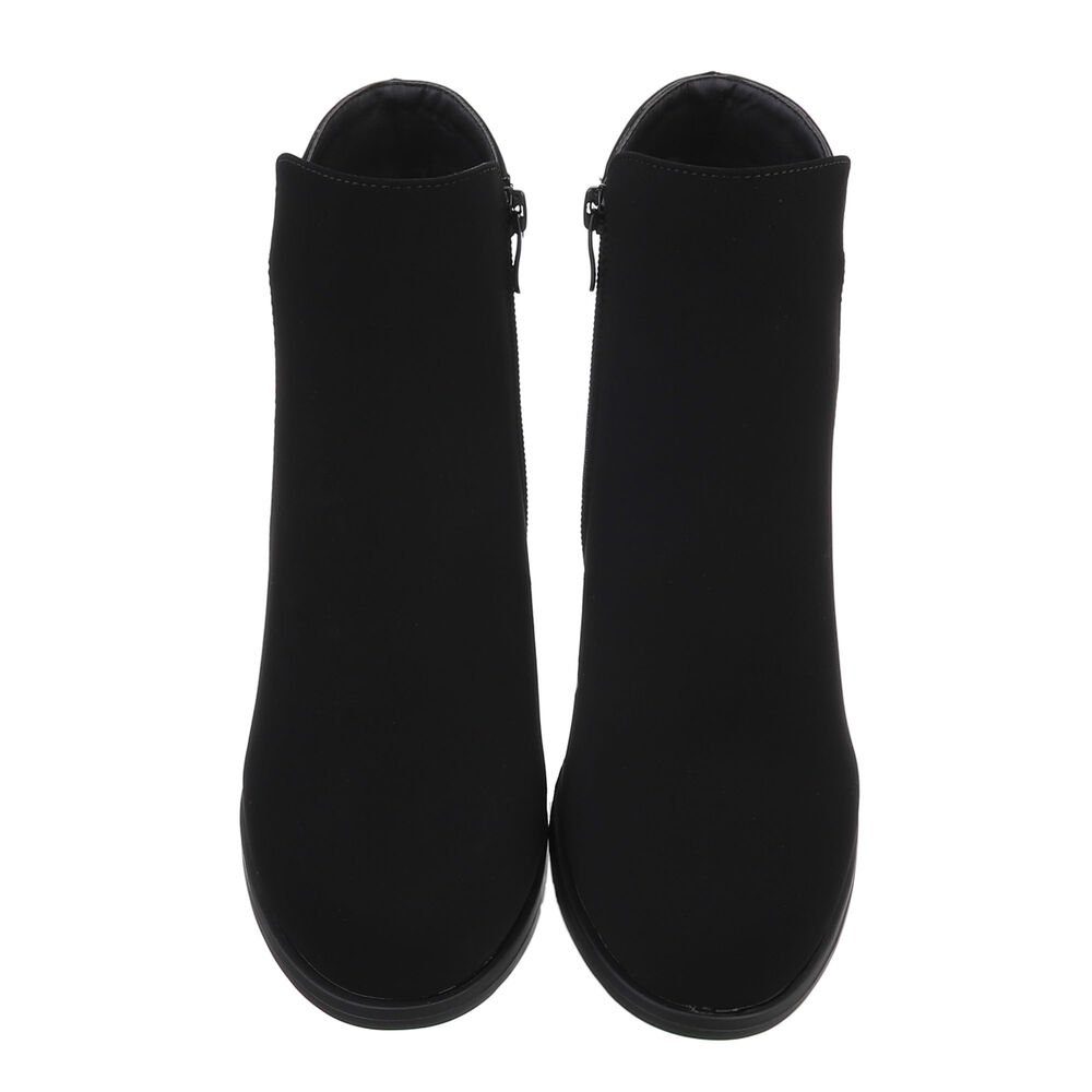 Ital-Design Damen Elegant Stiefelette Blockabsatz Flache Stiefeletten in Schwarz