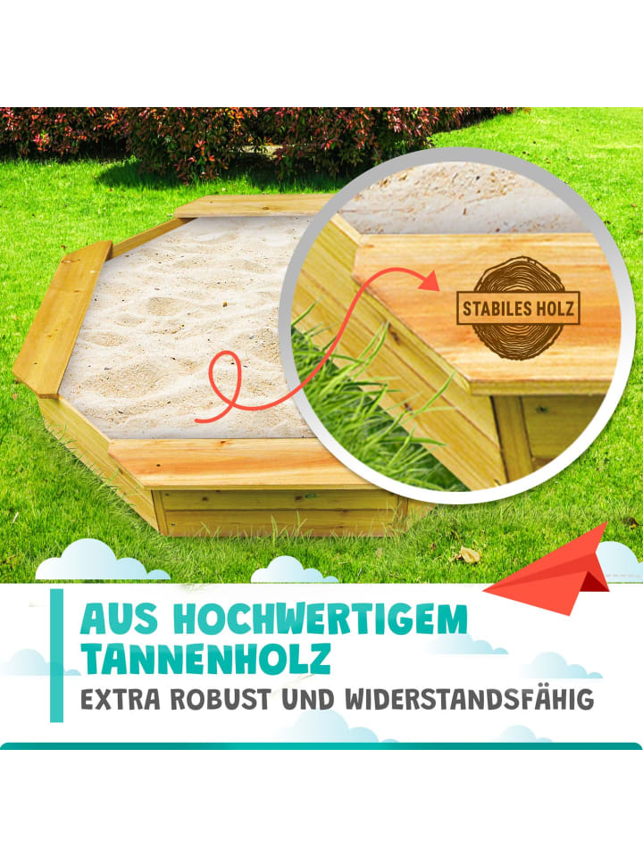 Coemo Sandkasten Sally 4-Sitzer Holz  in Natur günstig kaufen onesize