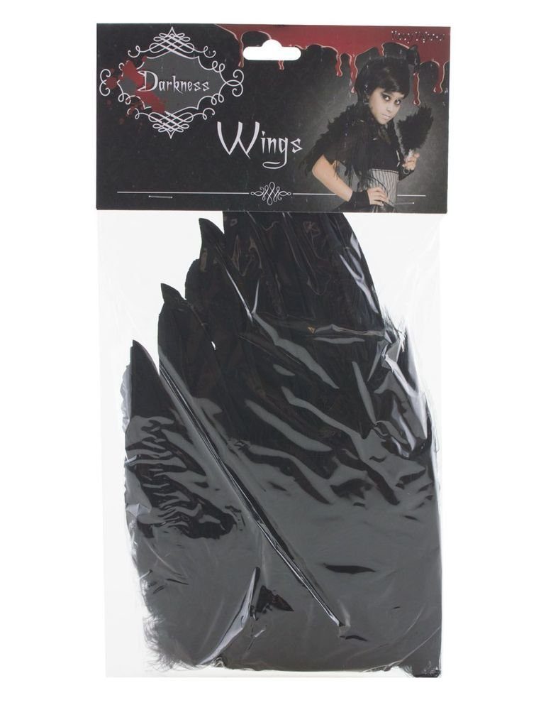 Funny Fashion Kostüm-Flügel Engelsflügel für Kinder 33 x 34 cm, Federn Schwar