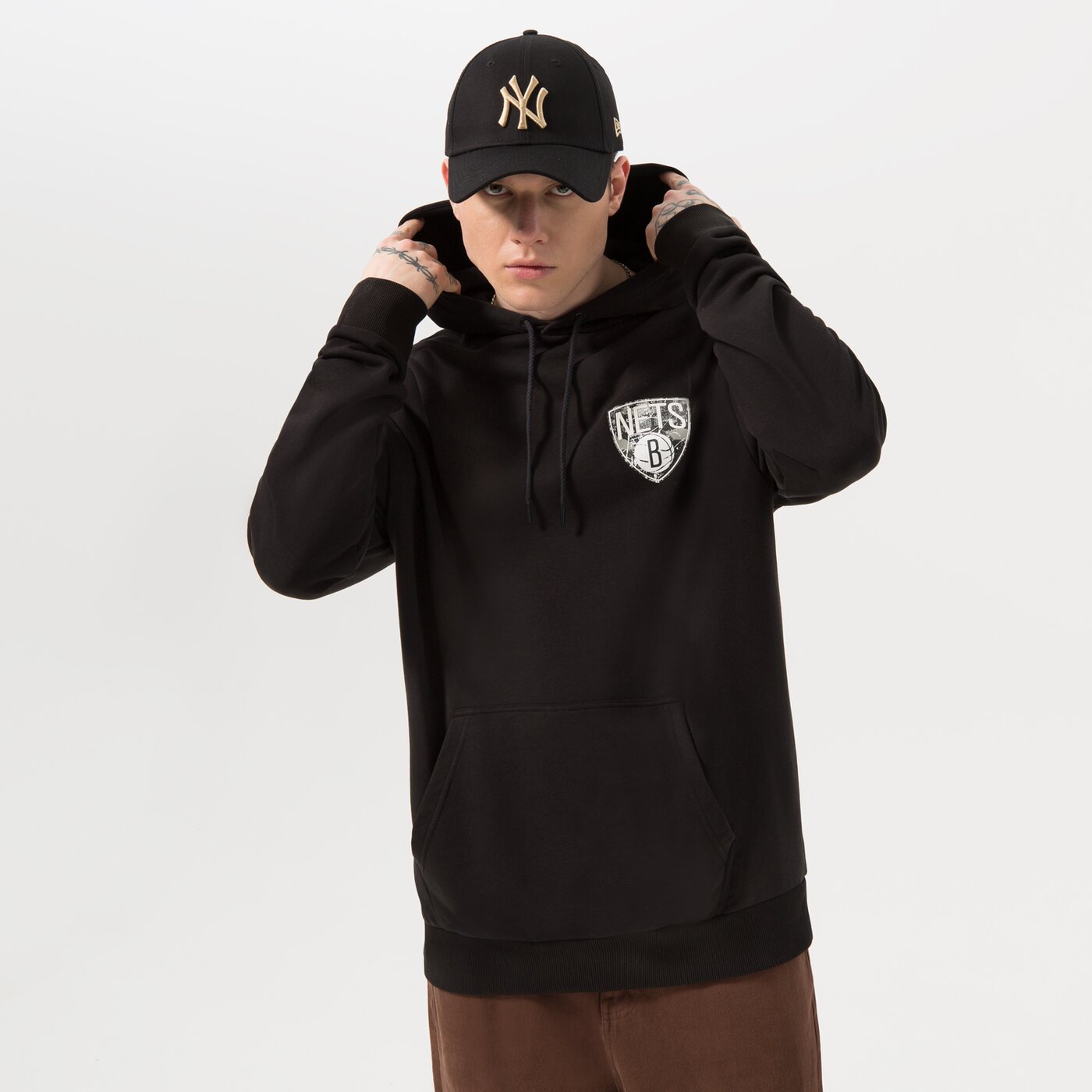 NEW ERA HOODIE INFILL TEAM LOGO NETS BROOKLYN NETS Schwarz