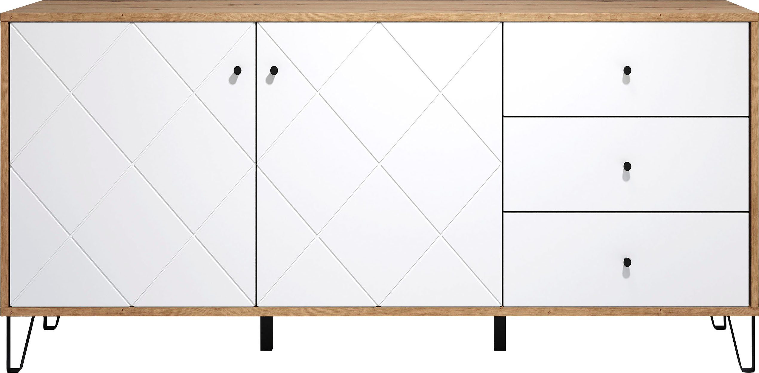 Places of Style Sideboard Tarragona, Fräsungen in Rautenoptik