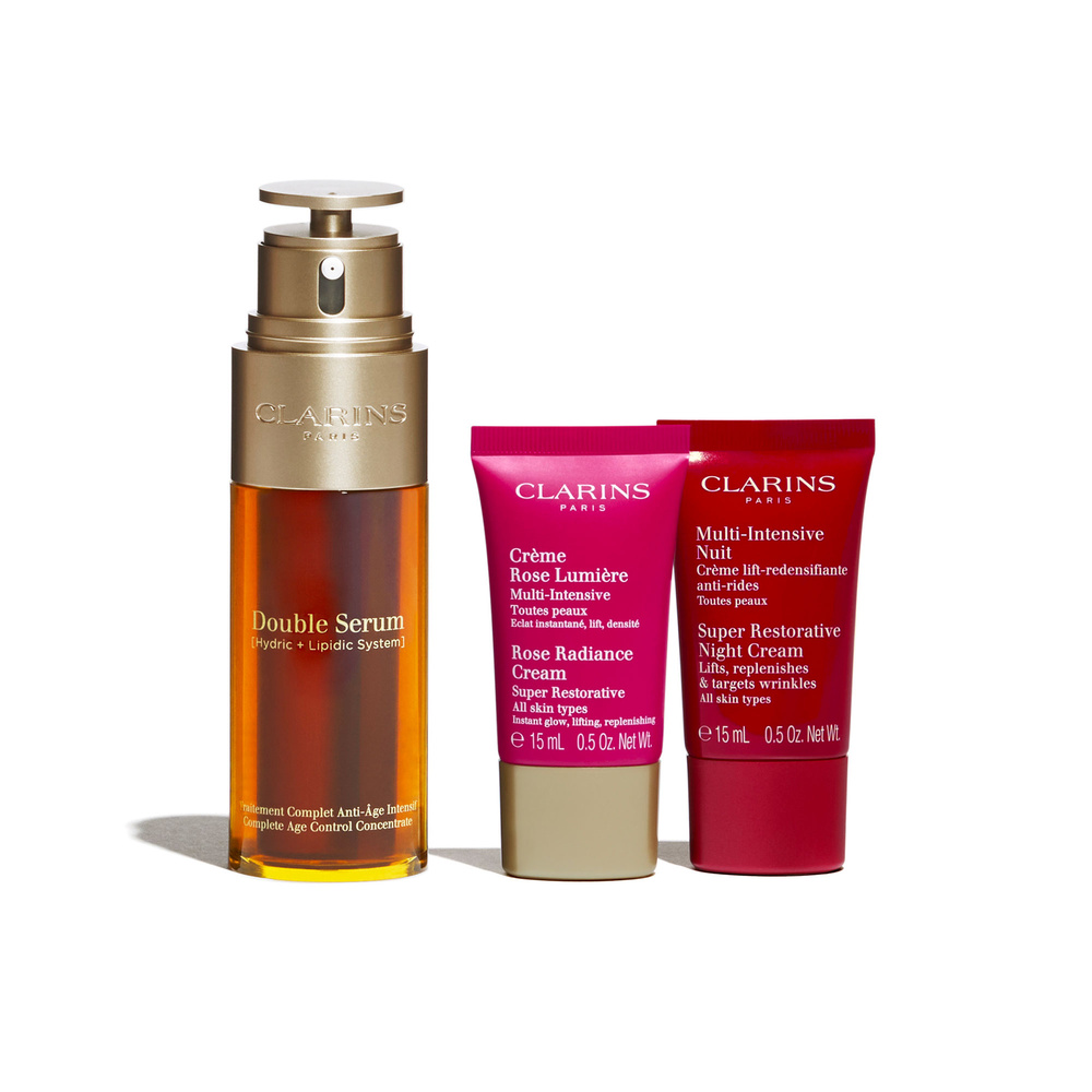 Clarins Coffret Double Serum 50ml & Multi-Intensive Jour et Nuit Coffret Noël Soins visage  anti-âge, anti-rides