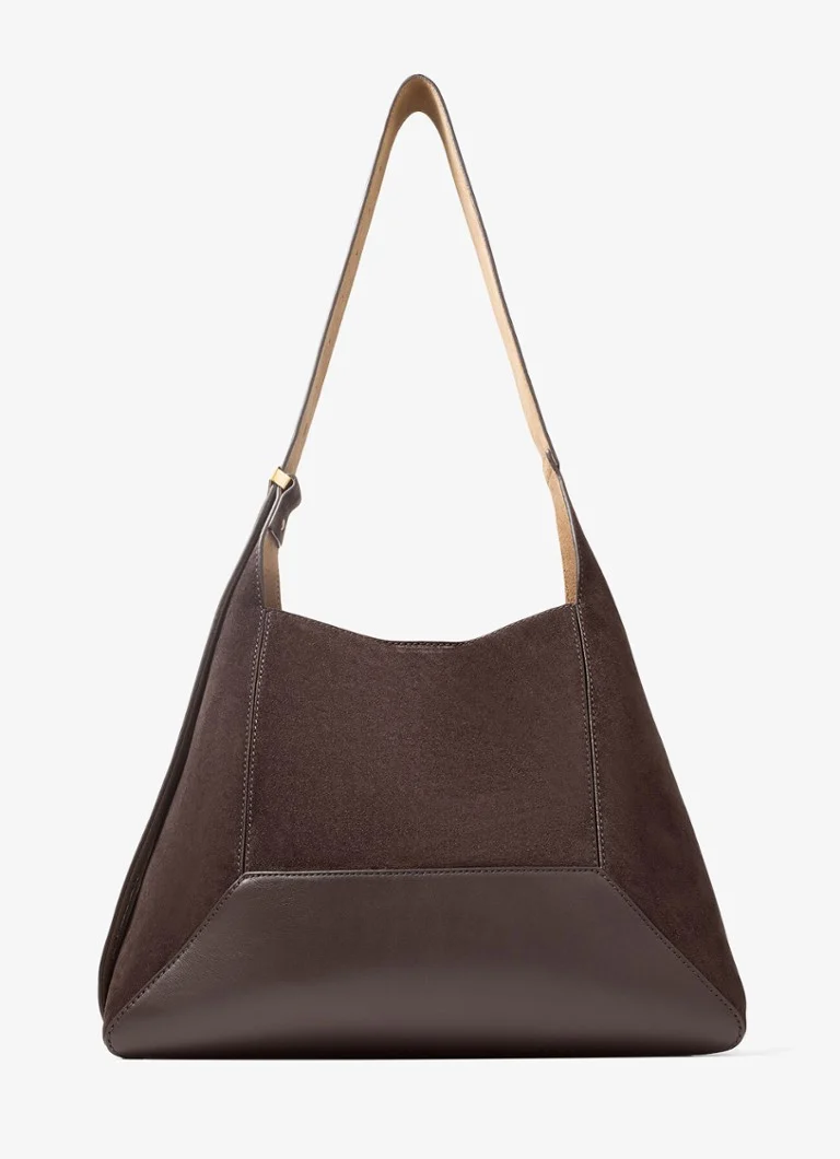 Geantă de umăr Jimmy Choo Diamond Hobo/M din piele întoarsă cu detalii din piele.