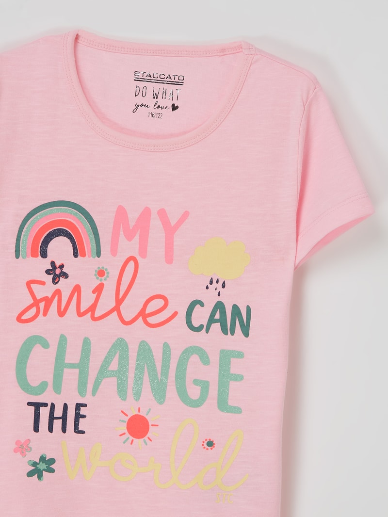 T-Shirt mit Glitter-Effekt in rosa