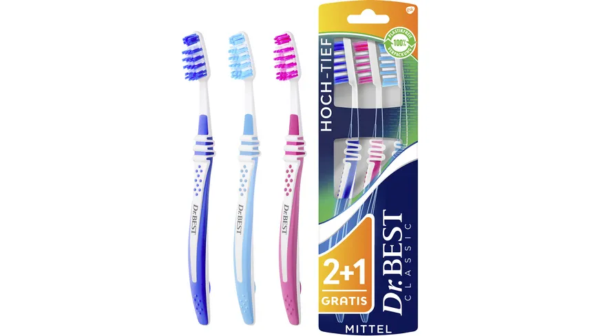 Dr.BEST Classic Hoch-Tief mittel 2+1 Zahnbürste