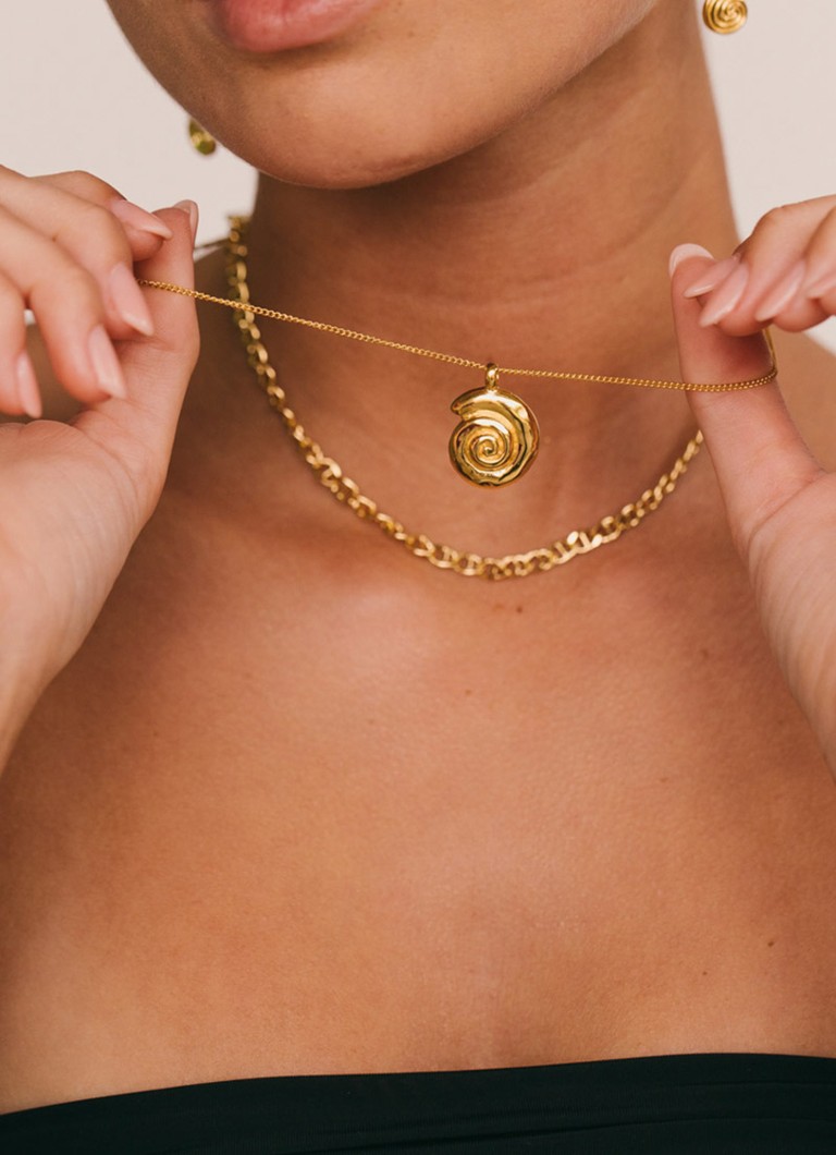 Colier placat cu aur cu model Ocean Whirlpool de la Wildthings