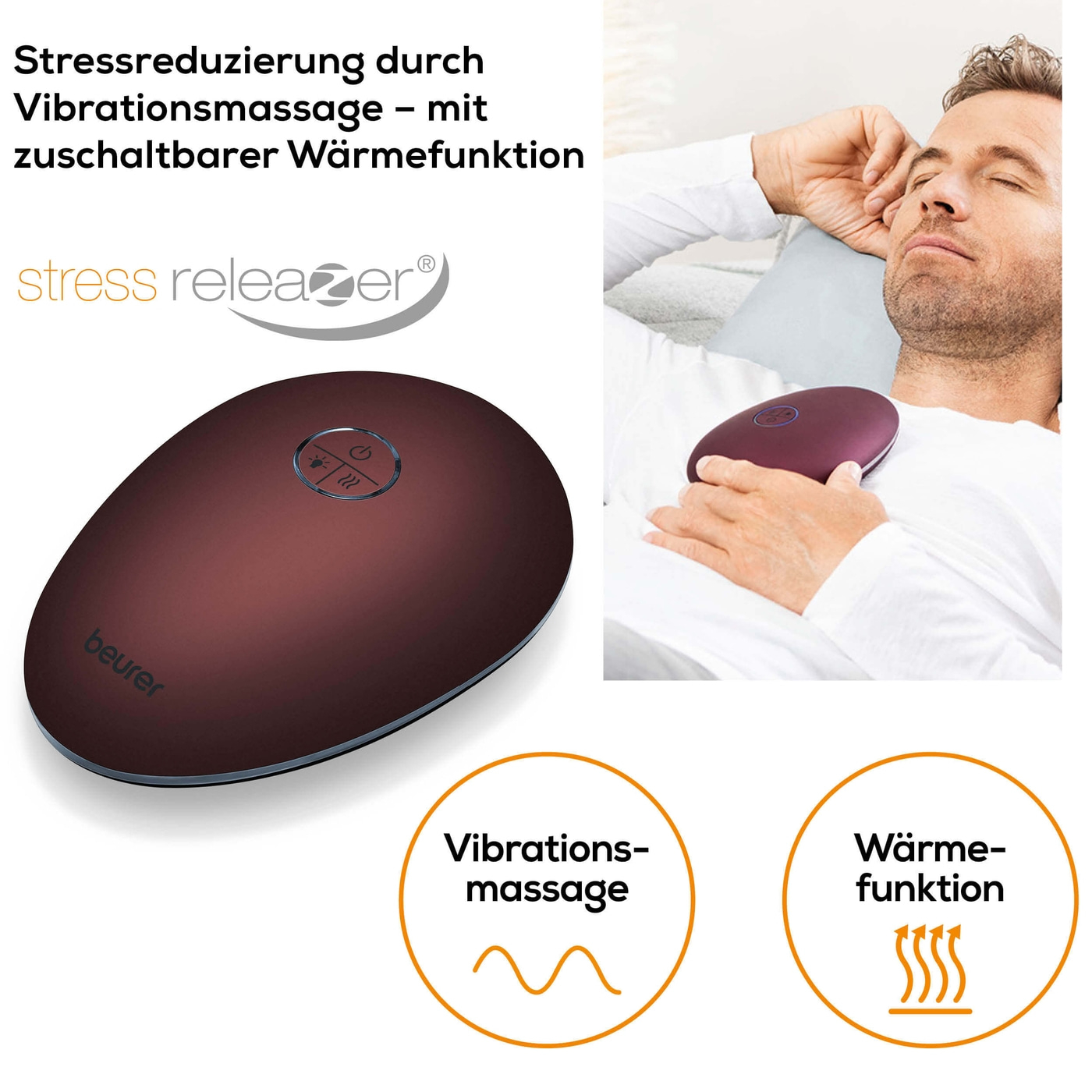 Beurer stress releaZer®-Entspannungshilfe & Atemtrainer zur Linderung von Stress mit Vibration & Wärme