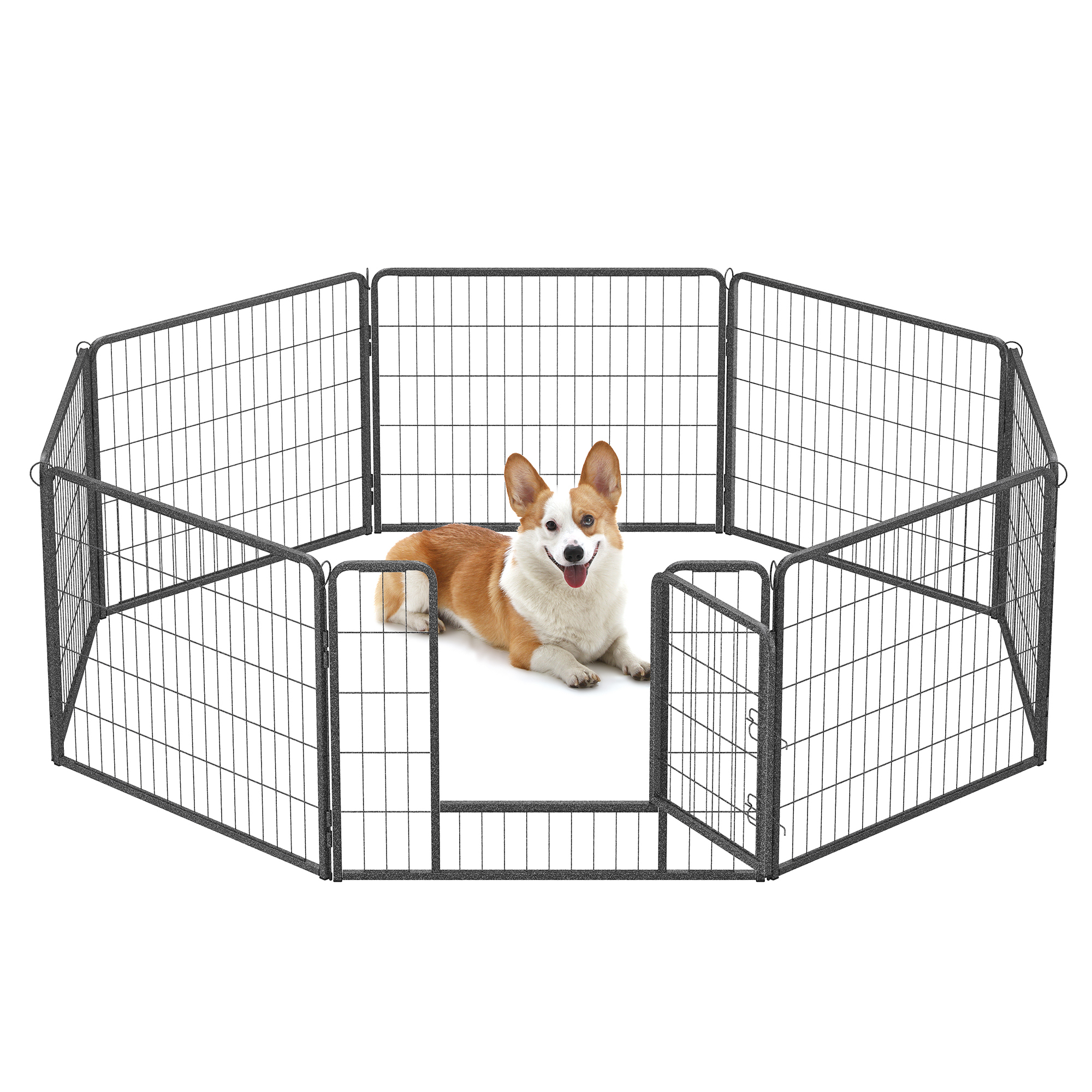 FEANDREA Erziehungshilfen FEANDREA L-XXL Hundezaun 8 Platten transportabel grau 1,6 m, 1,6 m, 60 cm