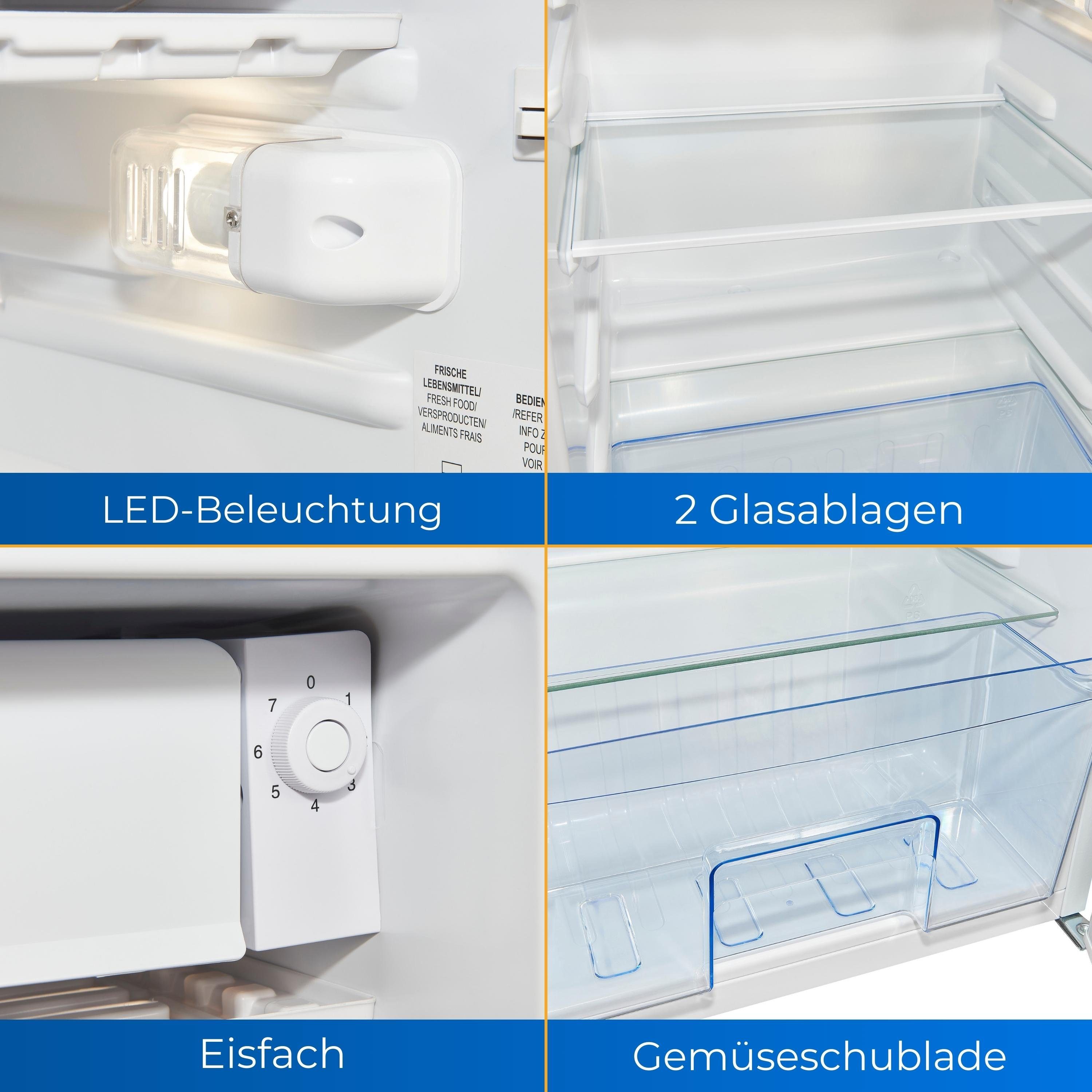 exquisit Kühlschrank KS86-0-091F, 84.5 cm hoch, 45 cm breit, 79 Liter Nutzinhalt, Eisfach, LED-Beleuchtung