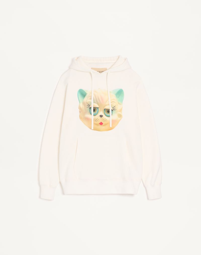 Moletom com capuz de algodão Valentino com estampa Le Chat De La Maison