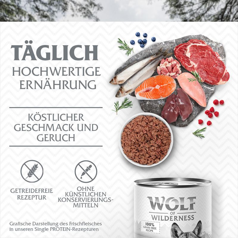 Wolf of Wilderness Adult 6 x 400 g - Single Protein