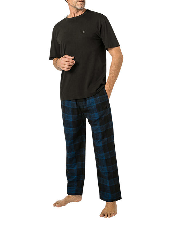Calvin Klein Underwear, Pyjama, Jersey, schwarz-royal kariert