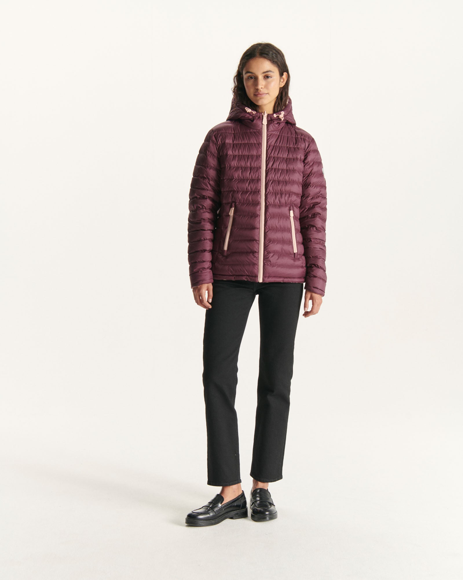 Doudoune réversible Rose pale/Aubergine Vienne