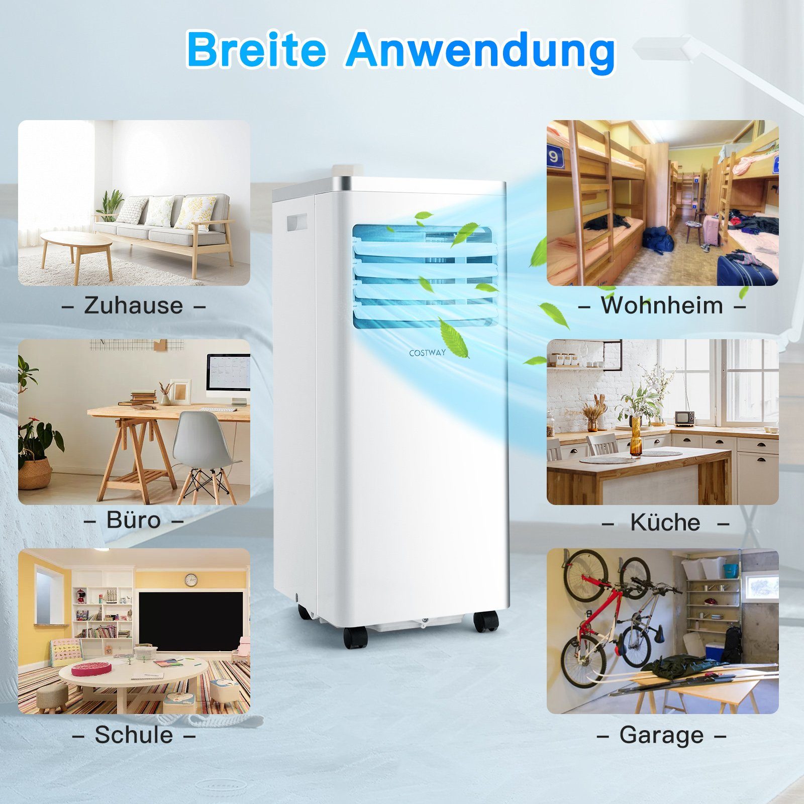 COSTWAY 3-in-1-Klimagerät, 7000BTU, für 65m³, mit Fernbedienung, 16℃-32℃