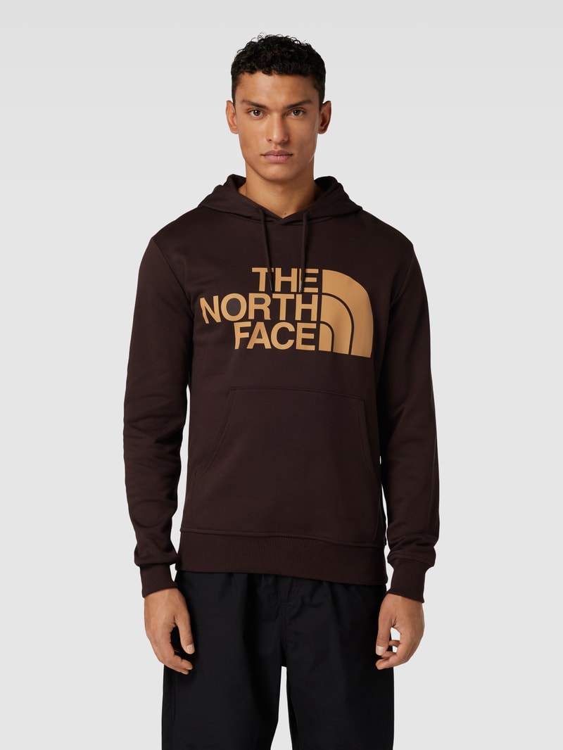 Hoodie mit Logo-Print Modell 'STANDARD' in schokobraun