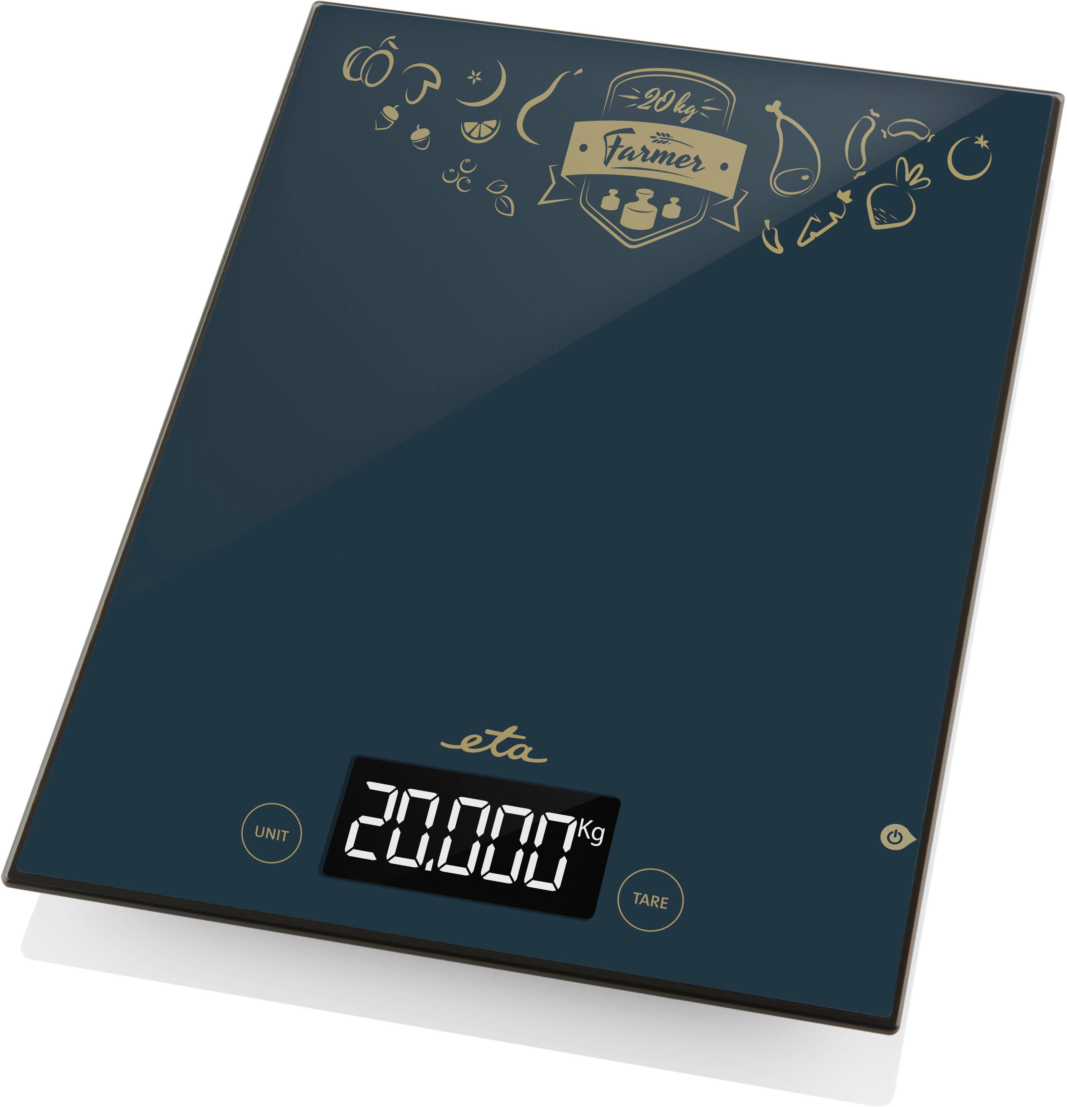 eta Küchenwaage FARMER ETA477790000, (1-tlg), Touch-Display, TARE Funktion-Zuwiegen, bis 20 Kg, Mess-Einheit 1g