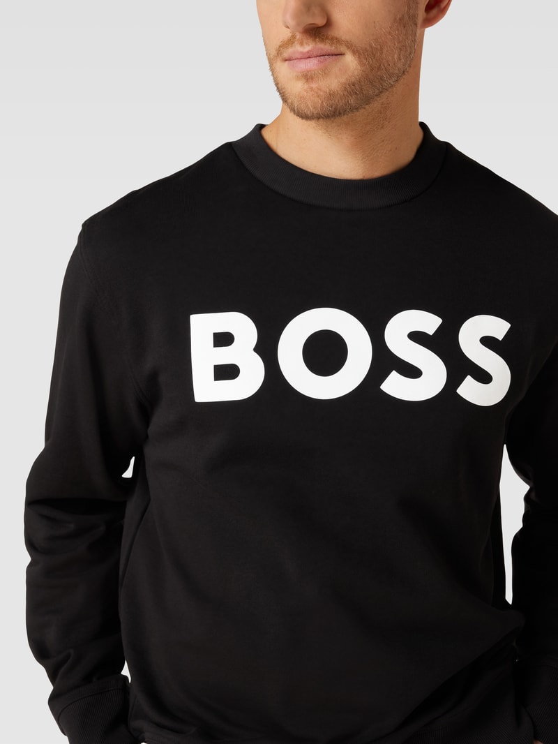 Sweatshirt mit Label-Print in anthrazit meliert