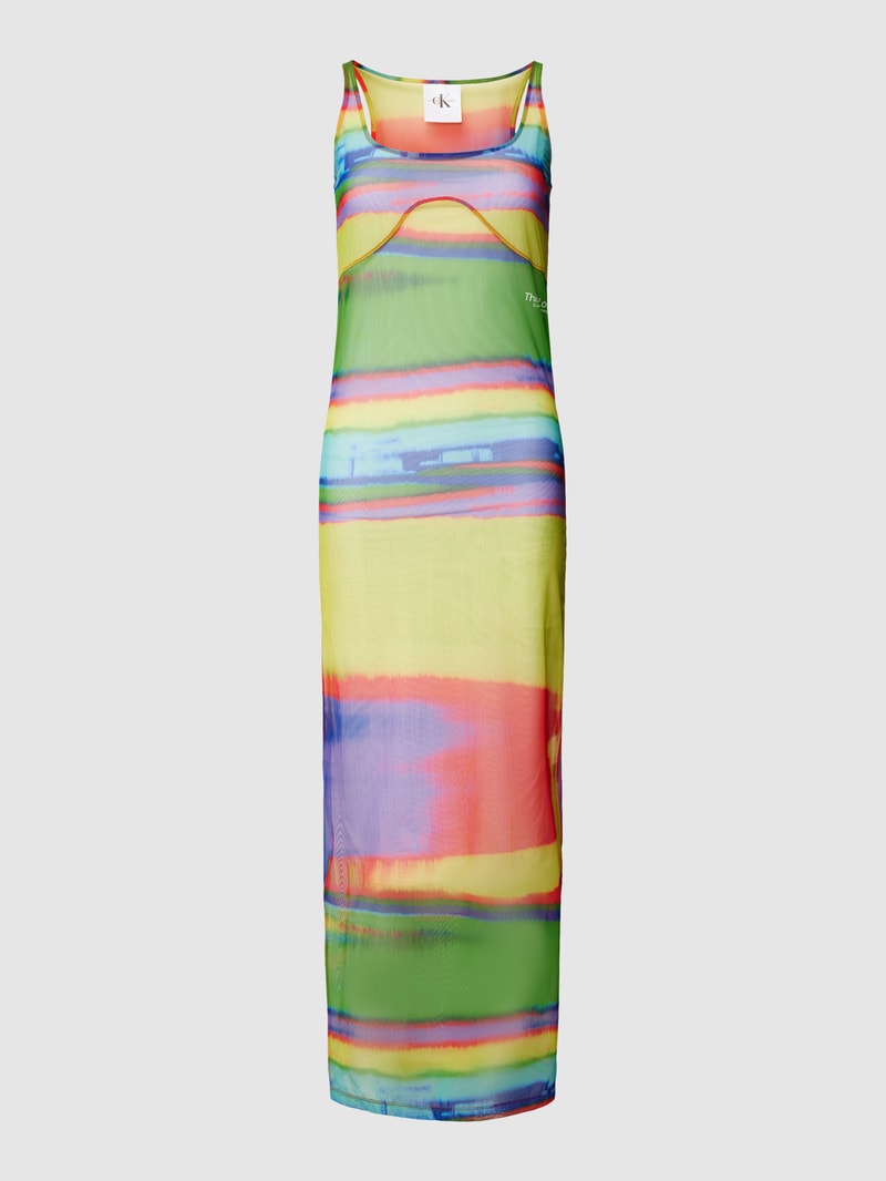 Maxikleid mit Allover-Print in gelb