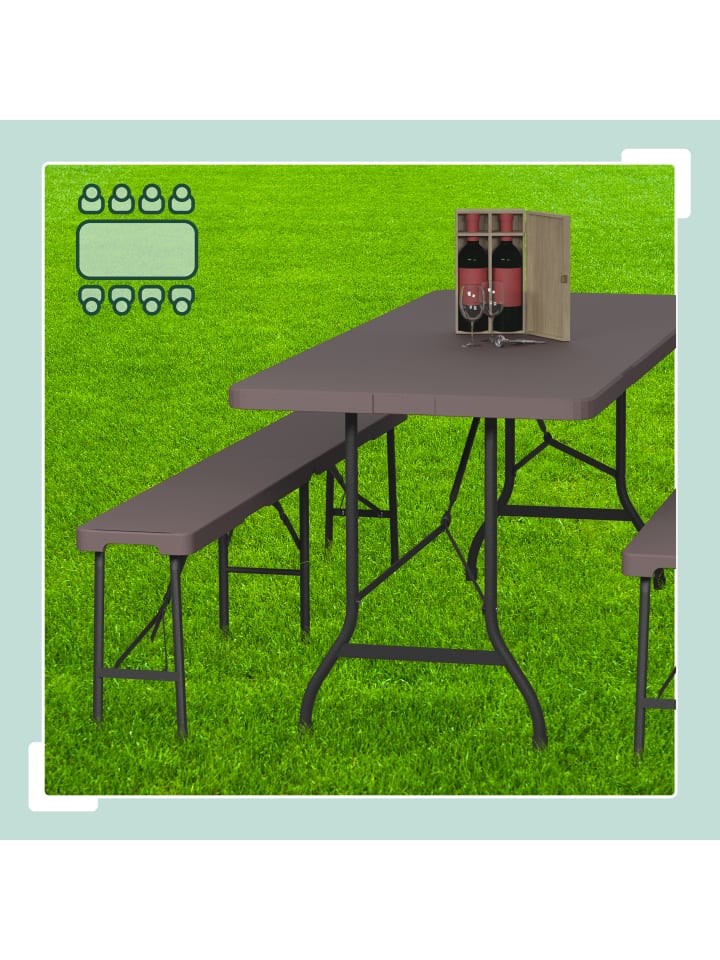 relaxdays 3-tlg. Bierzeltgarnitur in Braun günstig kaufen onesize