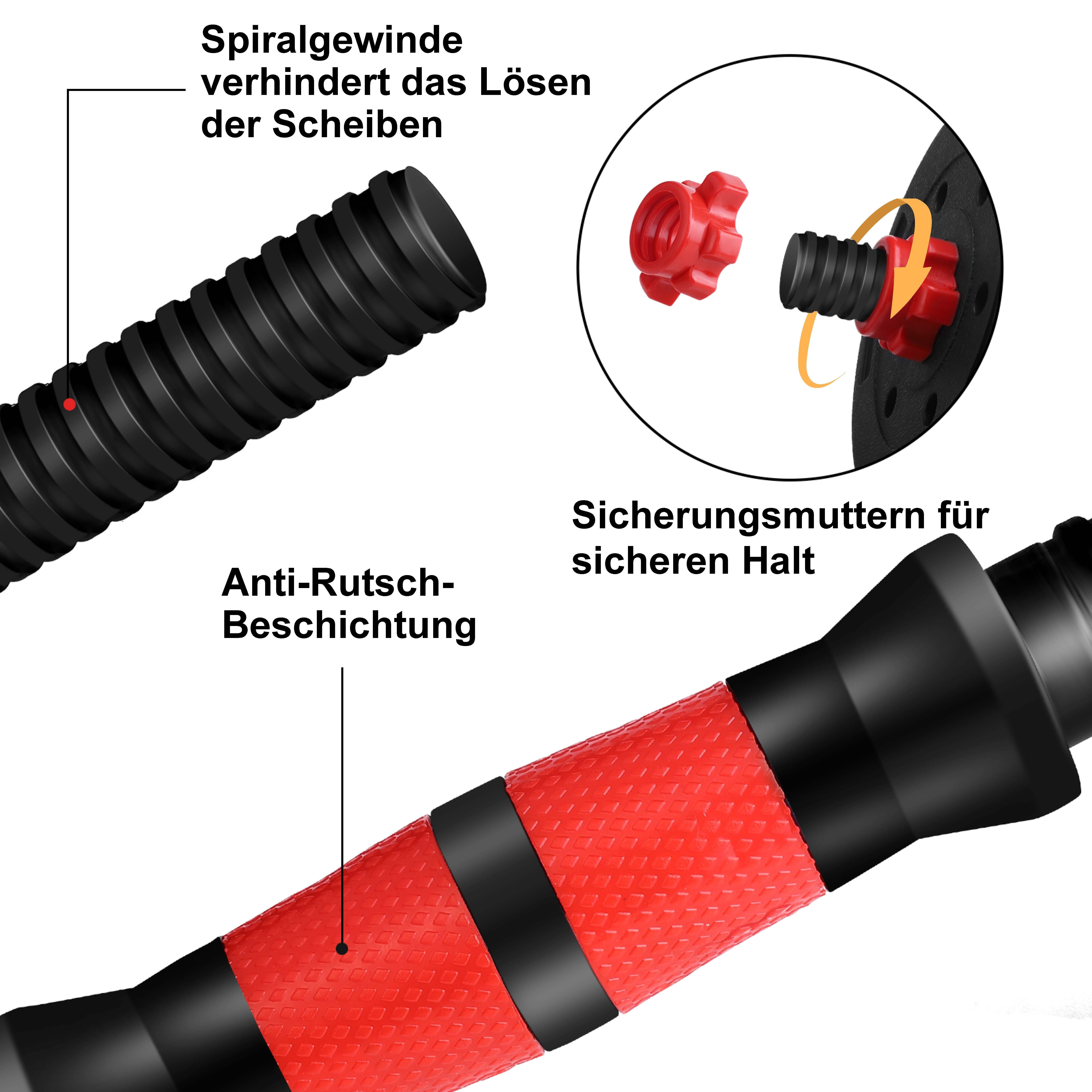 wuuhoo Hantel-Set Kurzhantelset Arni mit Kunststoffscheiben, Set mit 2x Kurzhanteln und Scheiben 30mm I Hantelset mit 2 Hantelstangen aus Kunststoff und Sternverschluß