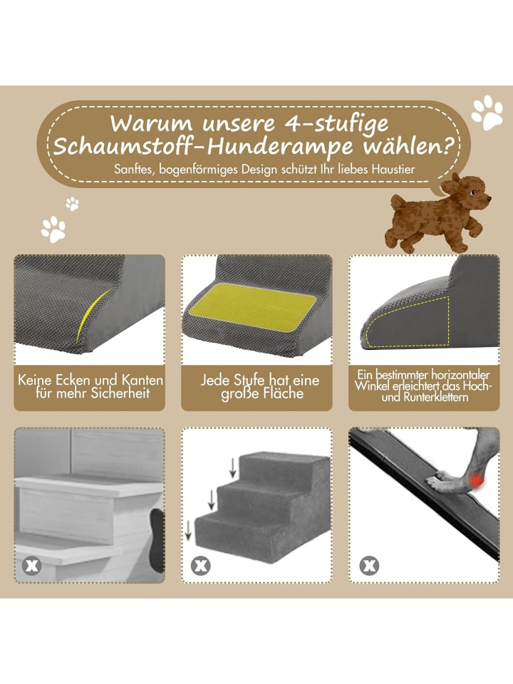 COSTWAY Hundetreppe 4 Stufen in Grau günstig kaufen onesize