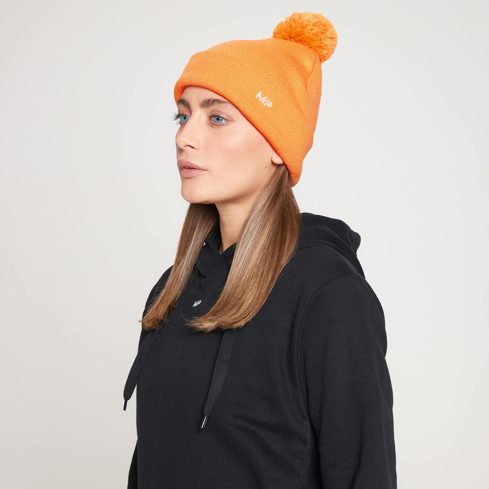 Bonnet à pompon MP – Nectarine/Blanc