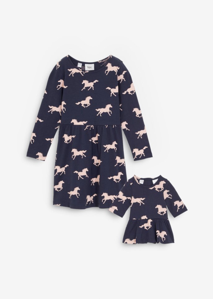 Mächen Jerseykleid mit Puppenkleid (2-tlg. Set)
