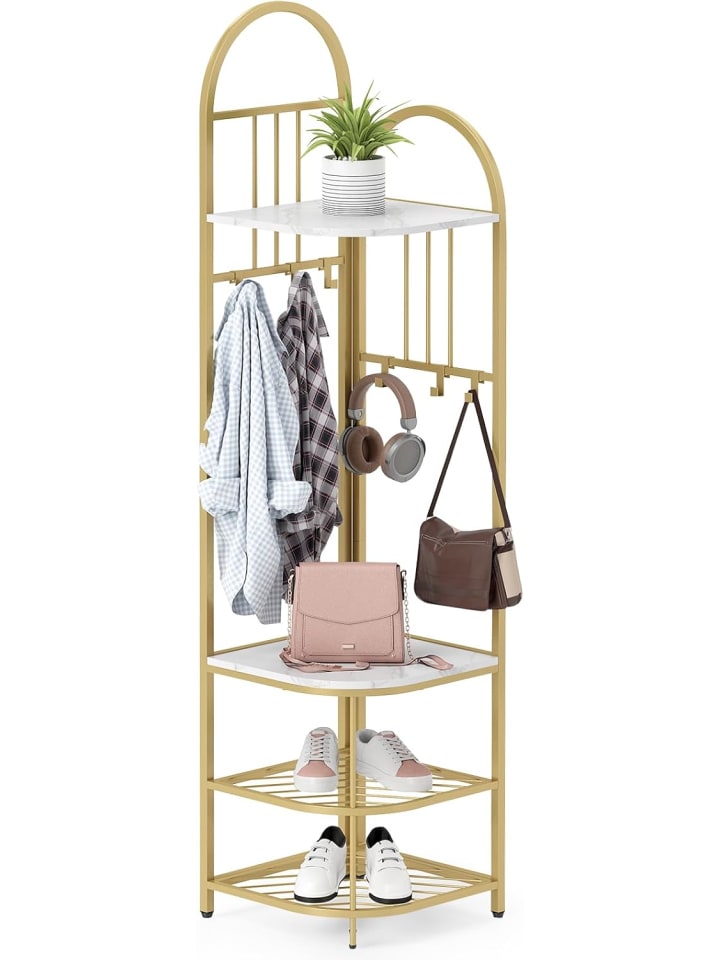 COSTWAY 180CM Garderobenständer Eck in Gold günstig kaufen onesize