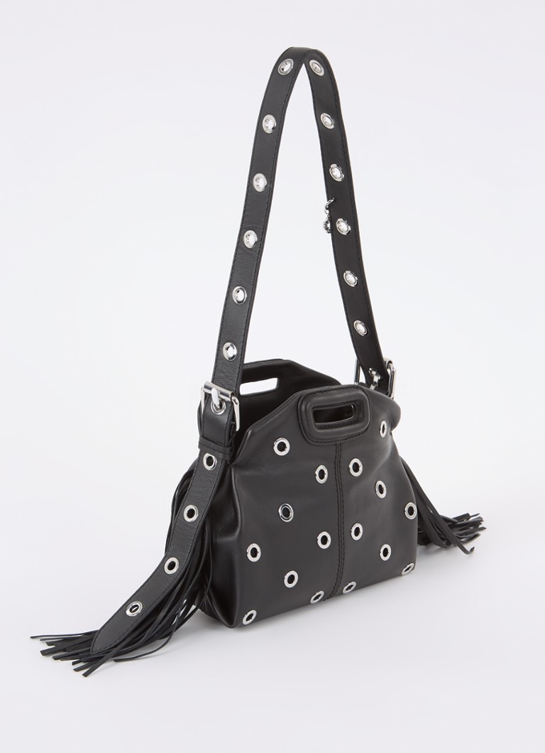 Bolsa Maje Mini Miss M em pele de carneiro com franjas.