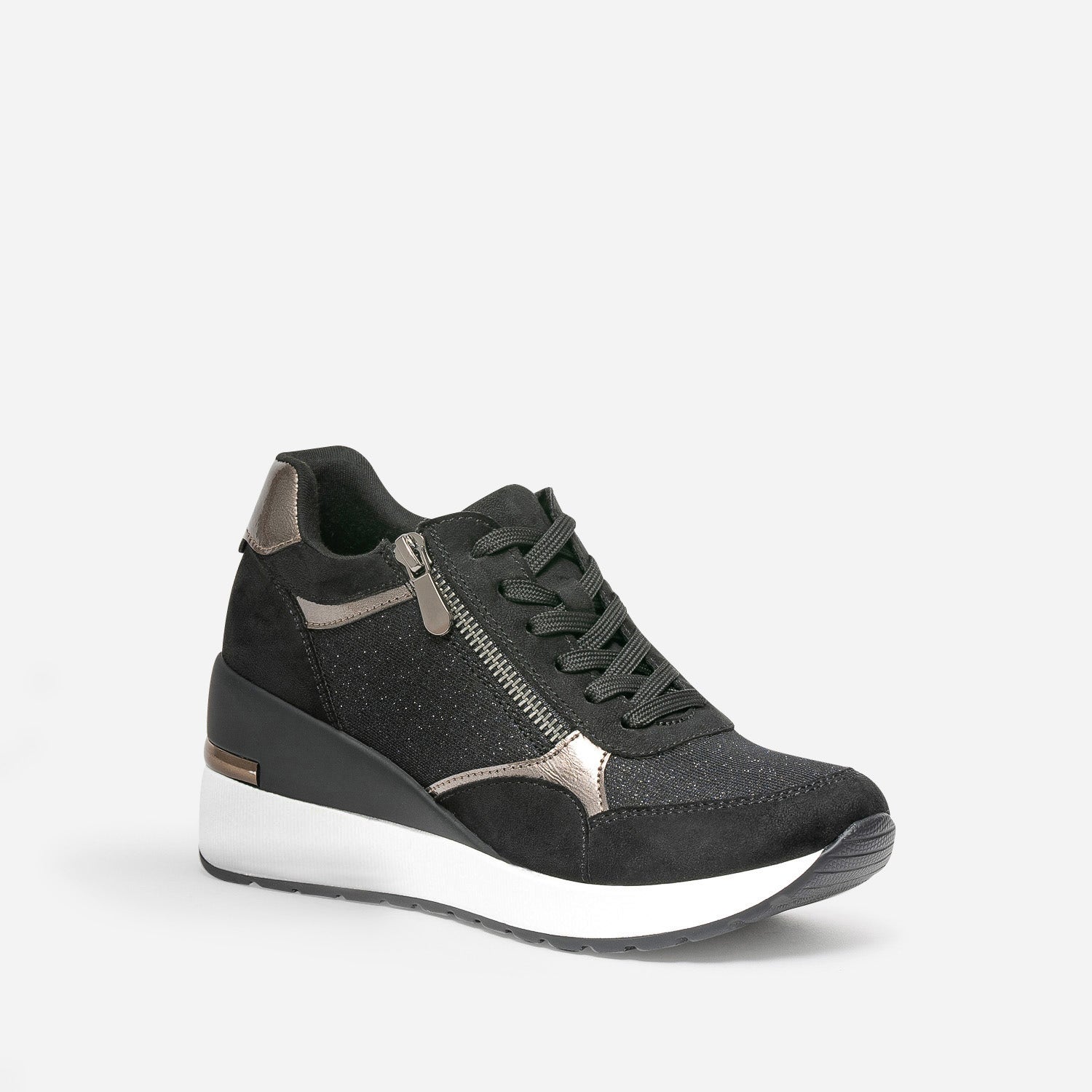 Tennis compensée noire détails bronze