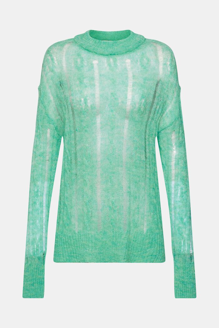 Offener Zopfstrickpullover mit Wolle