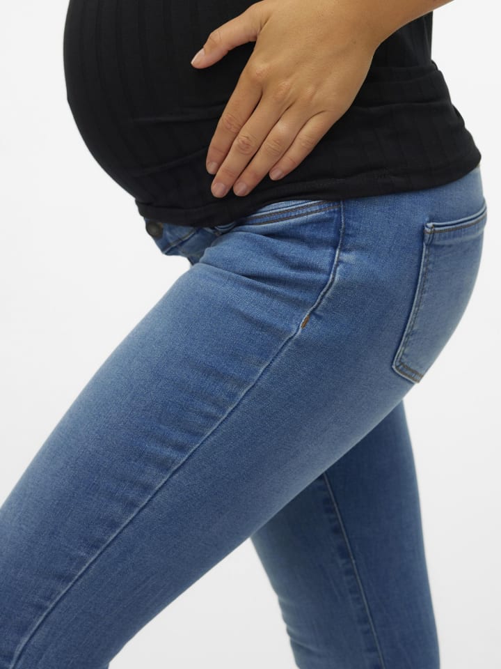Vero Moda Umstandsjeans mit Skinny Fit in Medium Blue Denim günstig kaufen