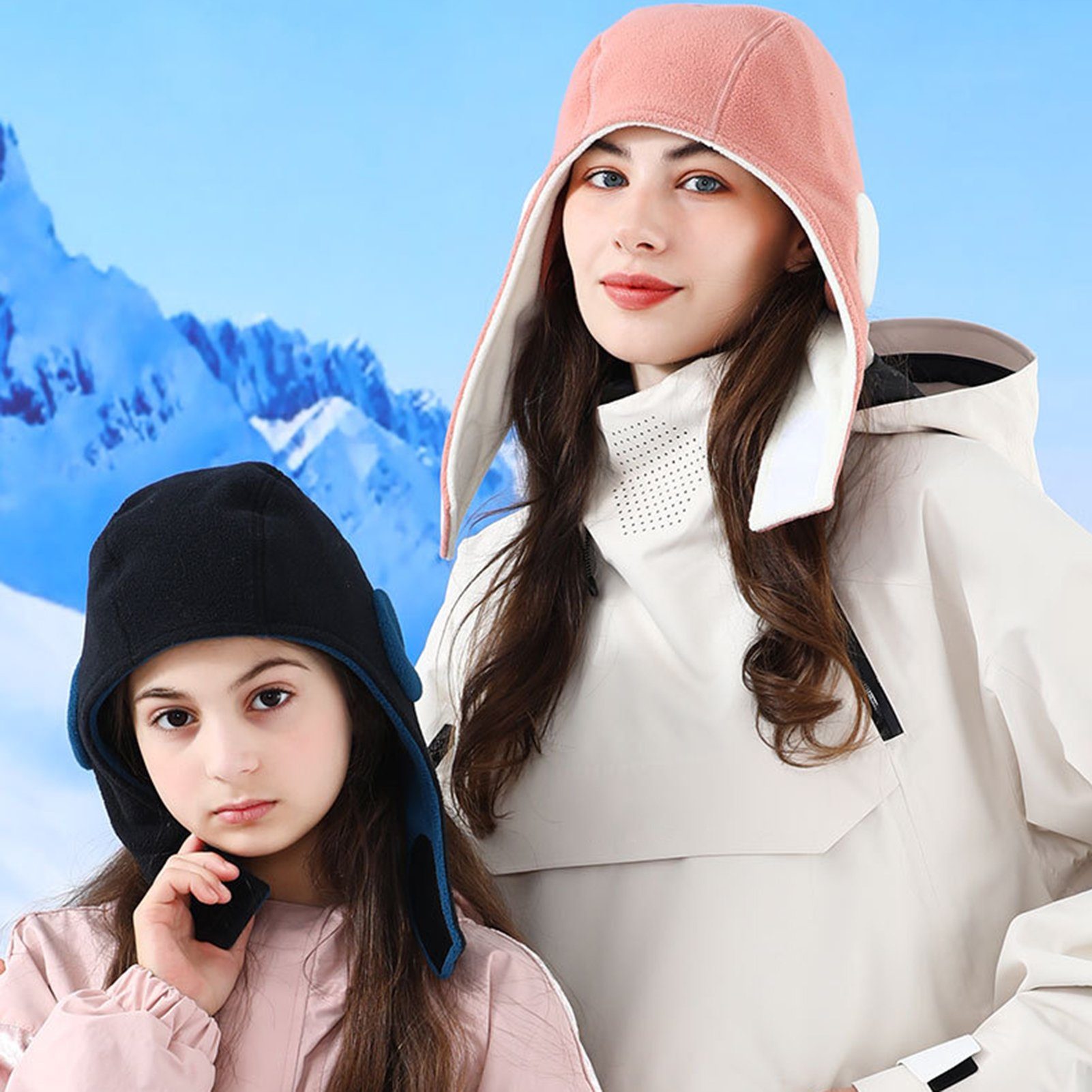 Rutaqian Ohrenwärmer Wintermütze Winddichte Fahrrad Skimütze Outdoor-Fleecemütze (Warme Doppellagige, Verdickte Lei Feng-Mütze, Gehörschutzmütze im Eltern-Kind-Stil) für Sport, für Radfahren Skifahren Laufen Outdoor