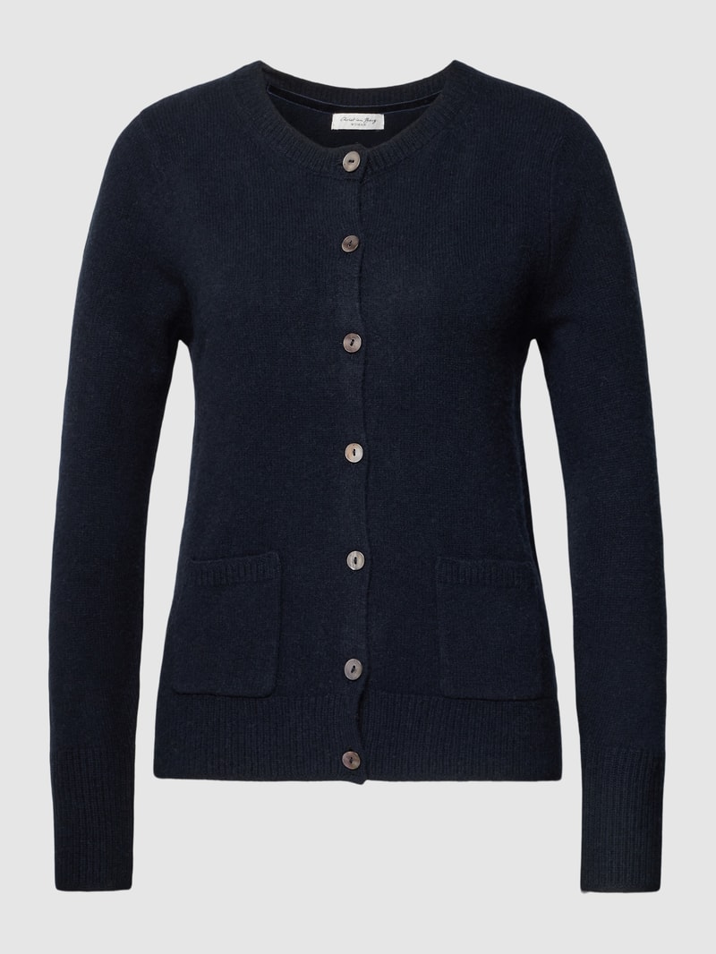 Strickjacke mit Knopfleiste und Eingrifftaschen in dunkelblau