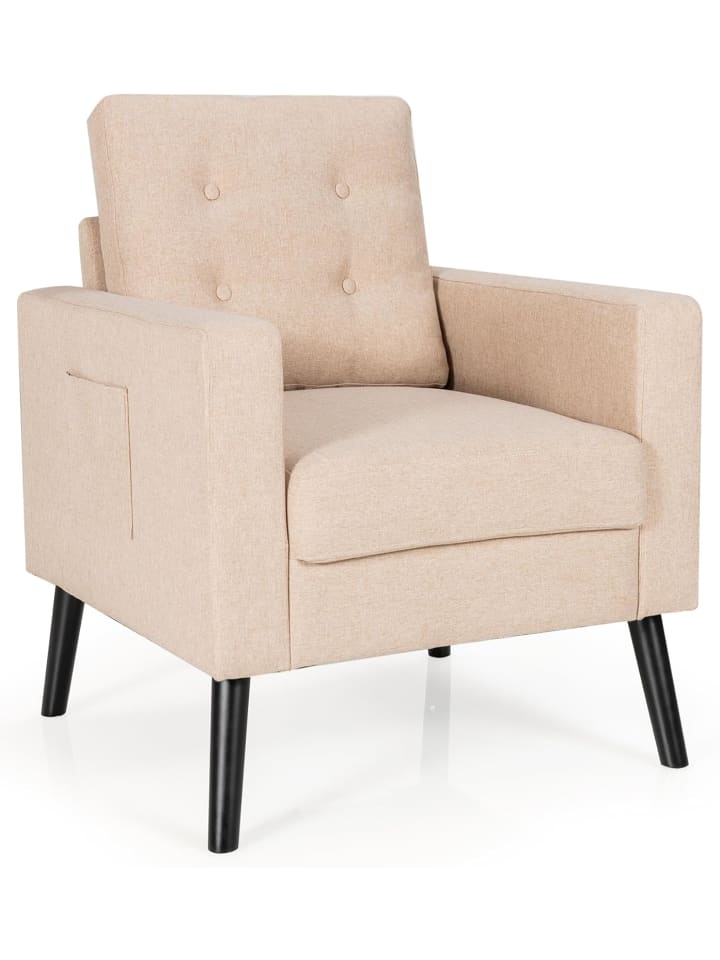 COSTWAY Relaxsessel mit 2 Taschen 81x67x86cm in Beige günstig kaufen onesize