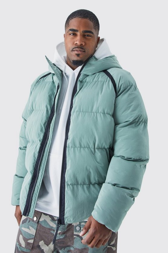 Plus Steppjacke in Knitteroptik mit Kapuze