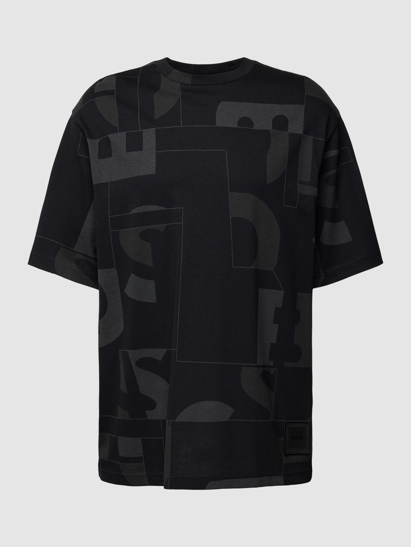 T-Shirt mit Statement-Print Modell 'Timono Lotus' in schwarz