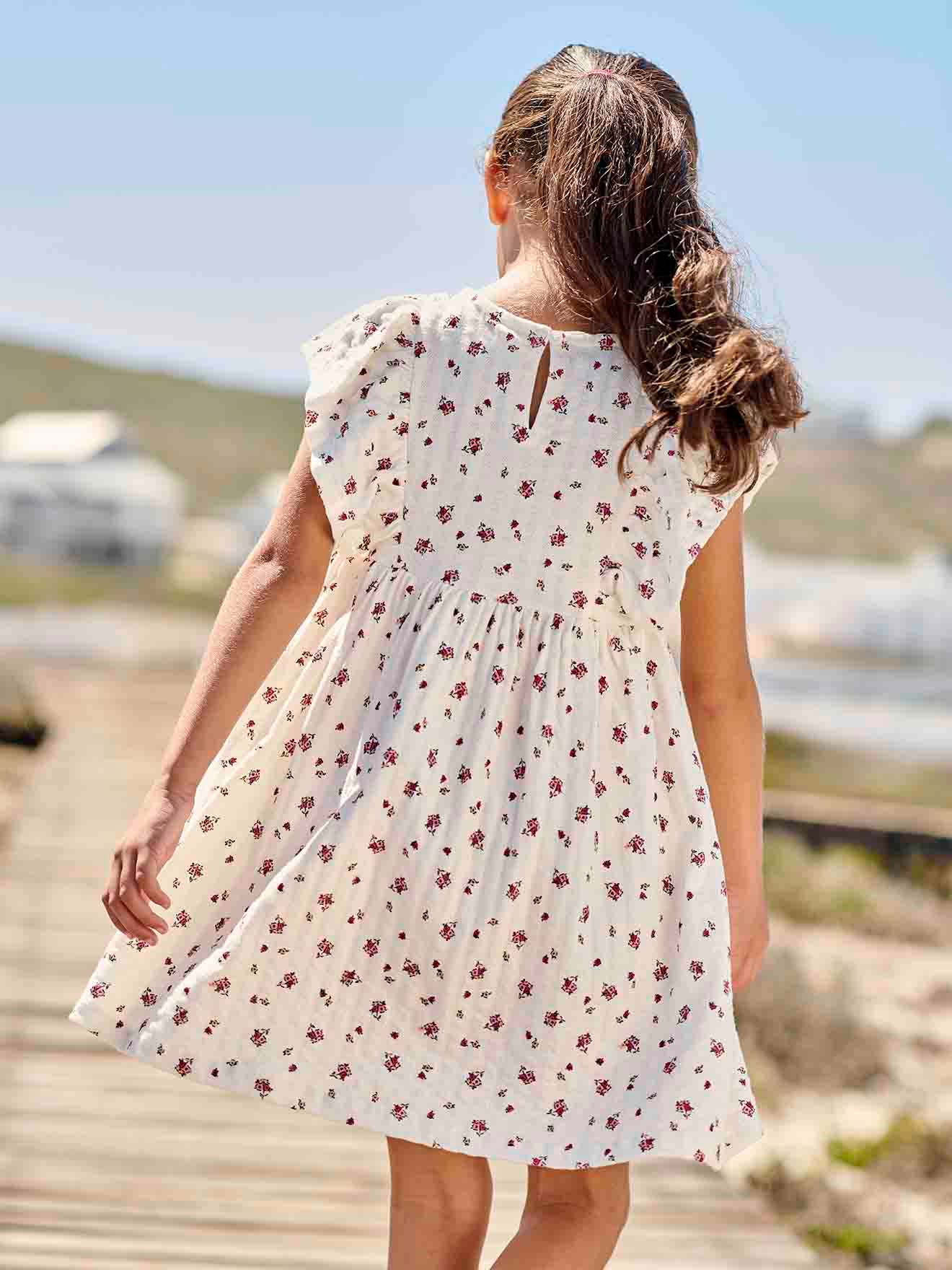 Vertbaudet Mädchen Kleid mit Reliefstruktur Oeko-Tex - mandarine