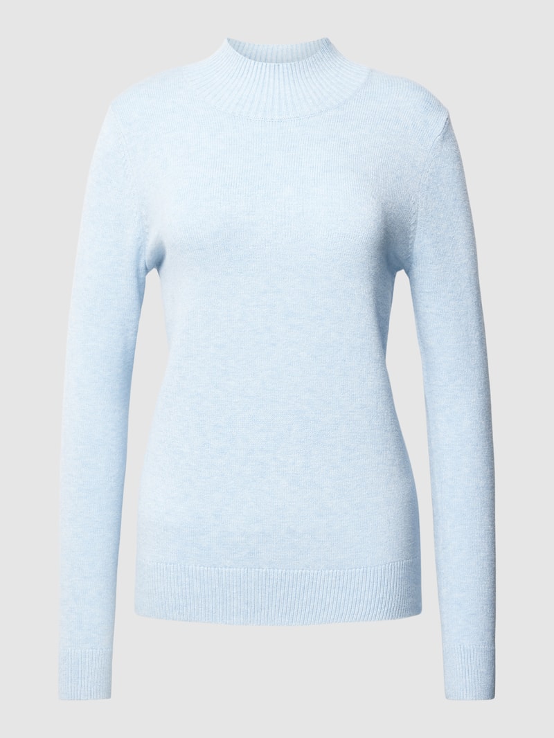 Strickpullover mit Stehkragen in hellblau meliert
