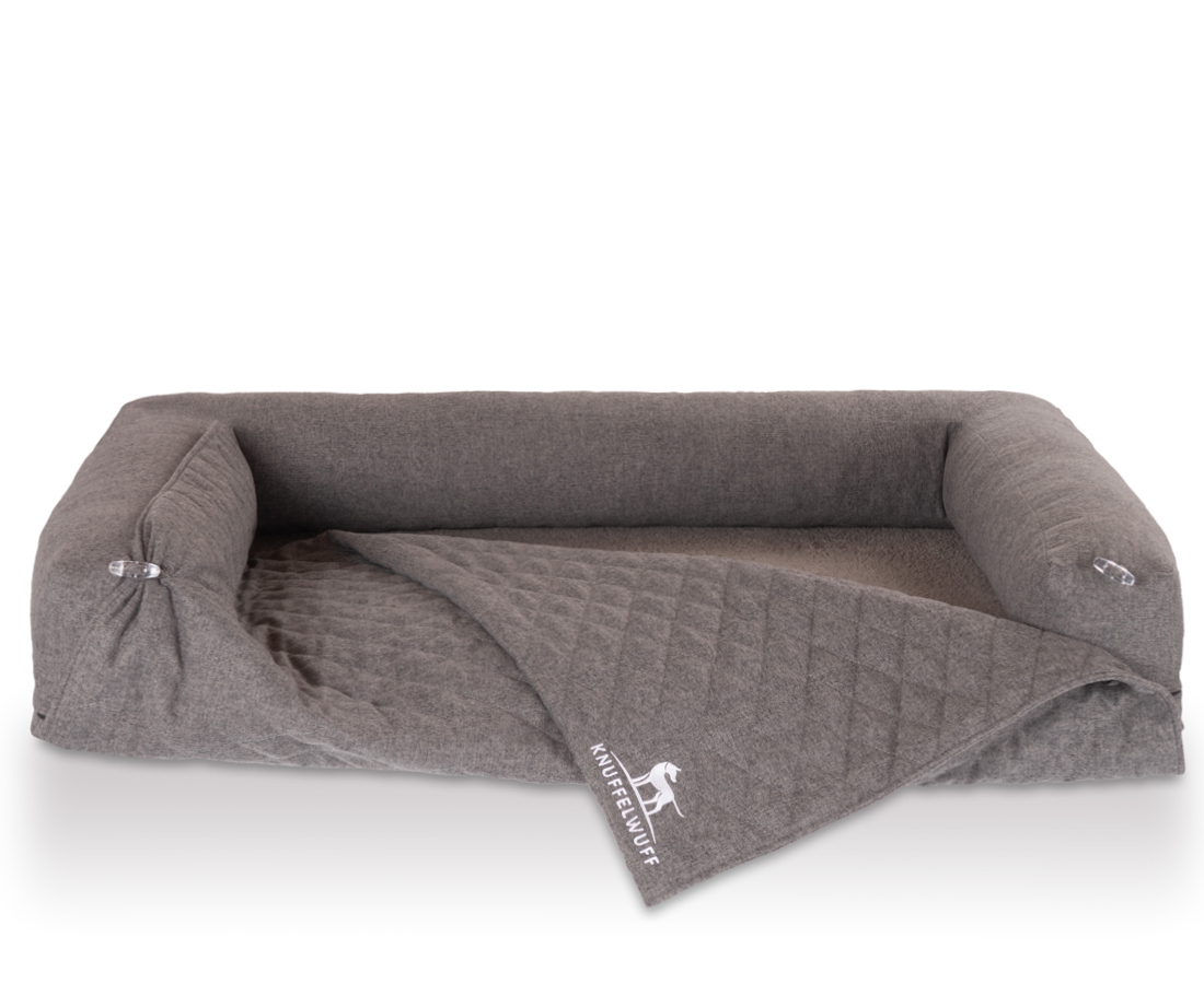 Knuffelwuff Hundebetten Knuffelwuff orthopädisches 2in1 Sofaschutz Hundebett Yona grau XL