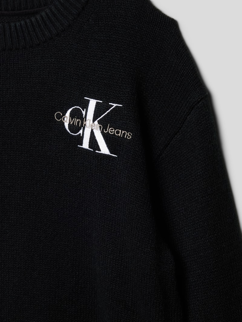 Strickpullover mit Label-Stitching Modell 'ESSENTIAL' in black