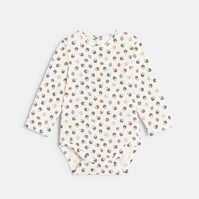 Salopette en tricot et body en coton beige naissance
