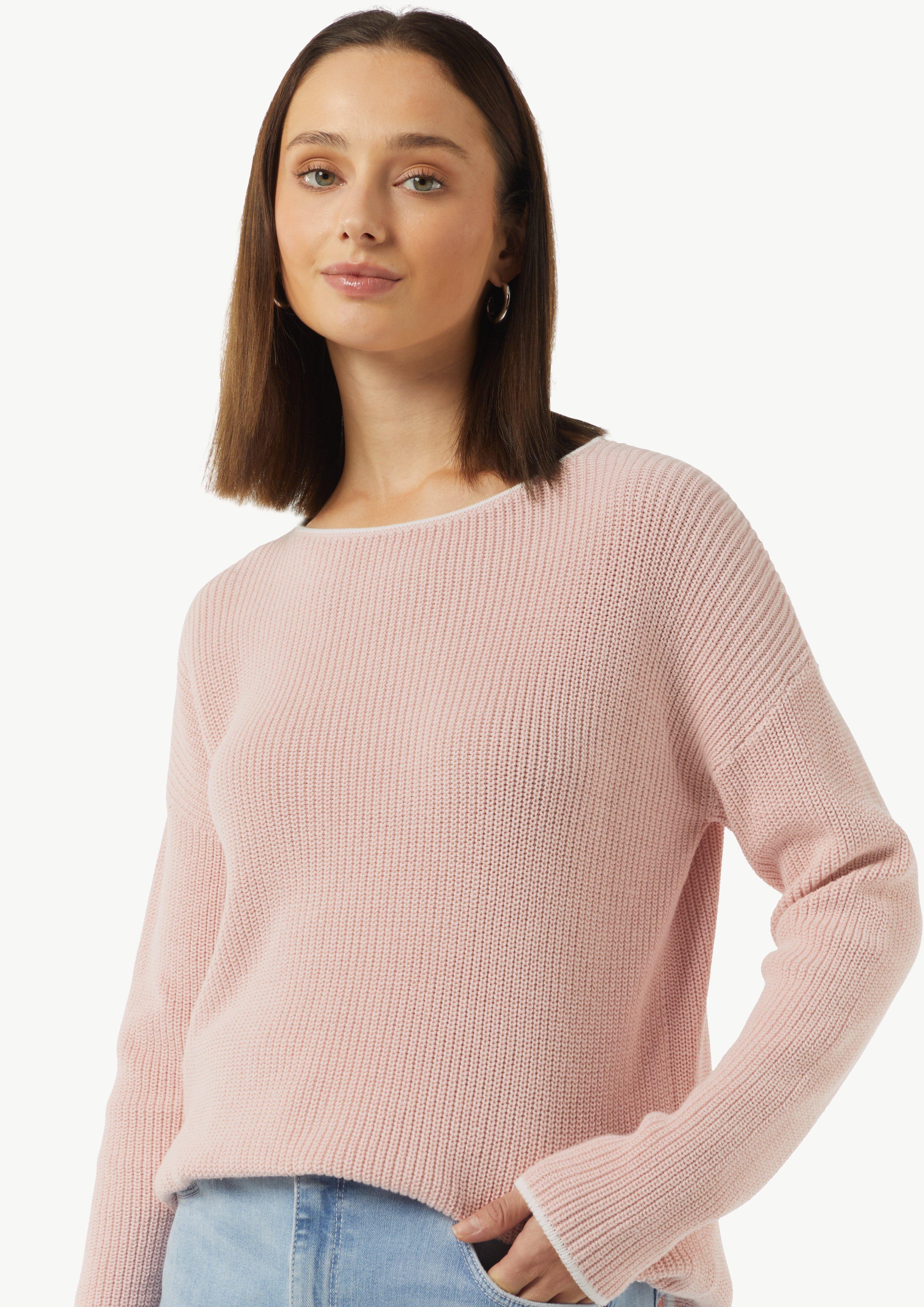 Strickpullover aus Baumwolle mit überschnittenen Schultern - pfirsich