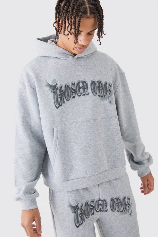 Kastiger Oversize Trainingsanzug mit Kapuze und Print