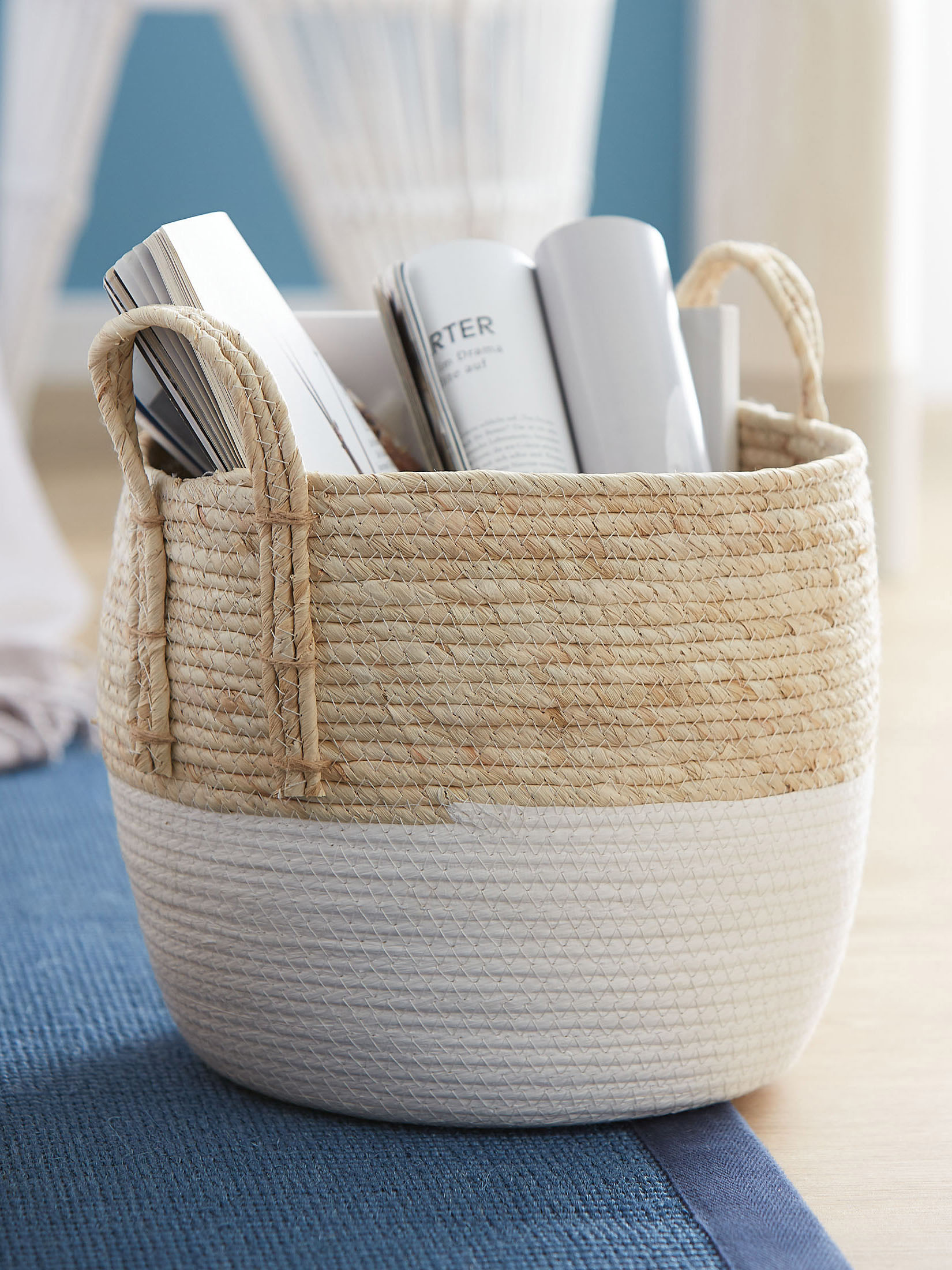 Basket Baggy Korb, Weiss/Natur